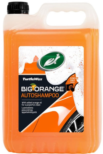 Shampoing pour voiture Turtle Wax Big Orange - élimine rapidement la saleté et la crasse - donne une brillance éclatante - résultat sans traces - 5 litres