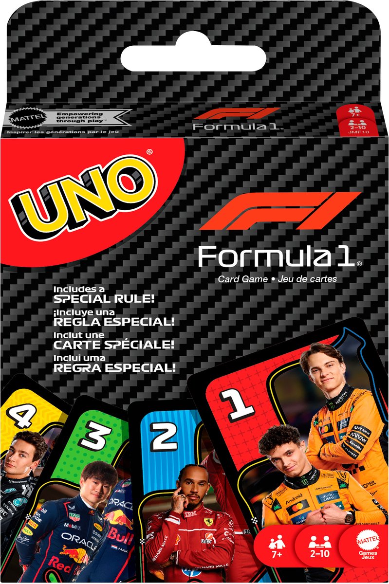 Mattel jeux uno f1 - jeu de cartes