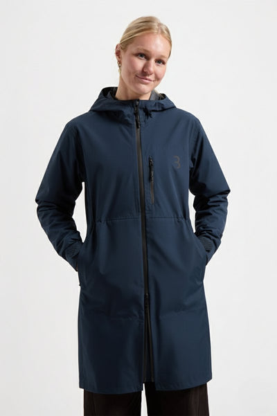 Bbb imperméable cycliste femme imperméable - parka anti-pluie - 10 à 20°c - ventilé - veste de cyclisme modèle long unisexe - bleu foncé - xl - bbw-471