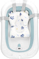 Baignoire bébé pliable Springos - pliable - portable - avec bouchon - thermomètre - coussin - jusqu'à 12 mois - 35 l - bleu - blanc - 82 x 52 x 22 cm