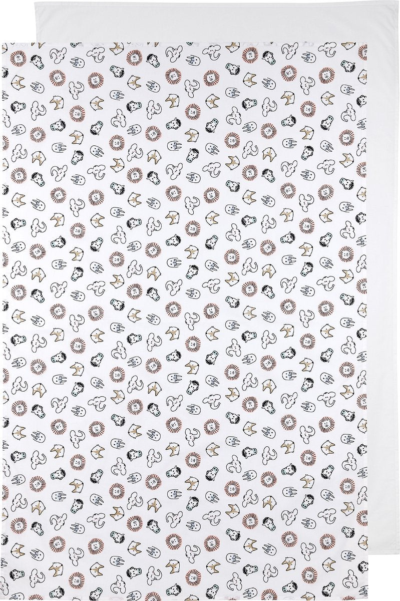 Drap de berceau Meyco baby animal uni - paquet de 2 - blanc - 75x100cm - 0,3 tog