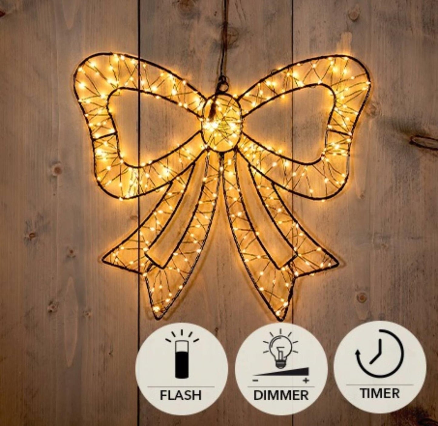 Anna's collection noeud papillon lumineux 34cm 278LED IP44 avec fonction flash variateur minuterie