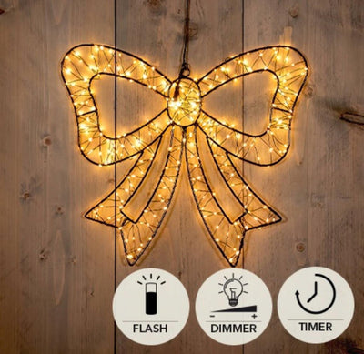 Anna's collection noeud papillon lumineux 34cm 278LED IP44 avec fonction flash variateur minuterie