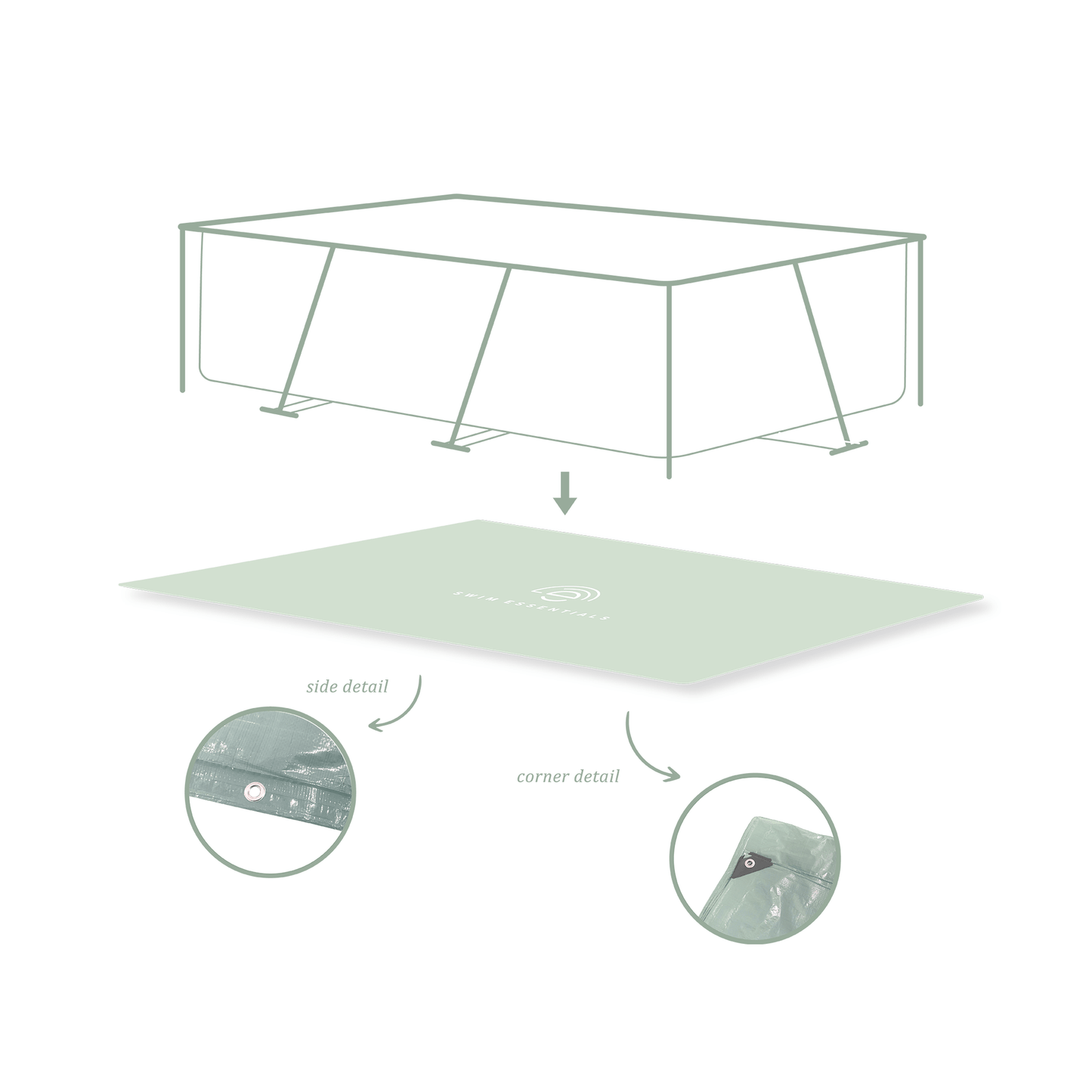 Essence | Piscine verte voile de voile 200x300 cm