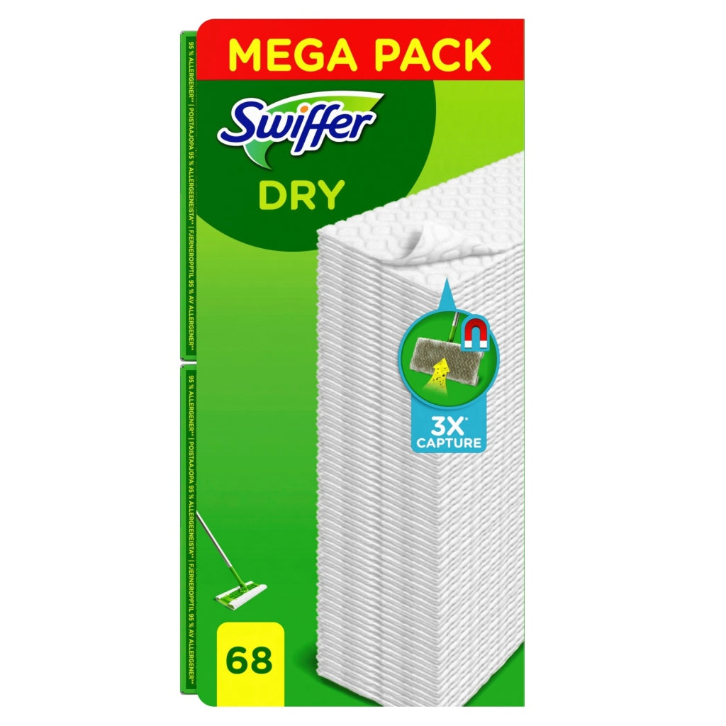 Swiffer Swiffer Dry Mega Pack Tissu de sol magnétique 68 pièces