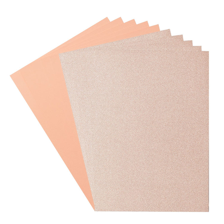 Florence • set papier pailleté et papier cartonné 216g a4 10x sorbet champagne