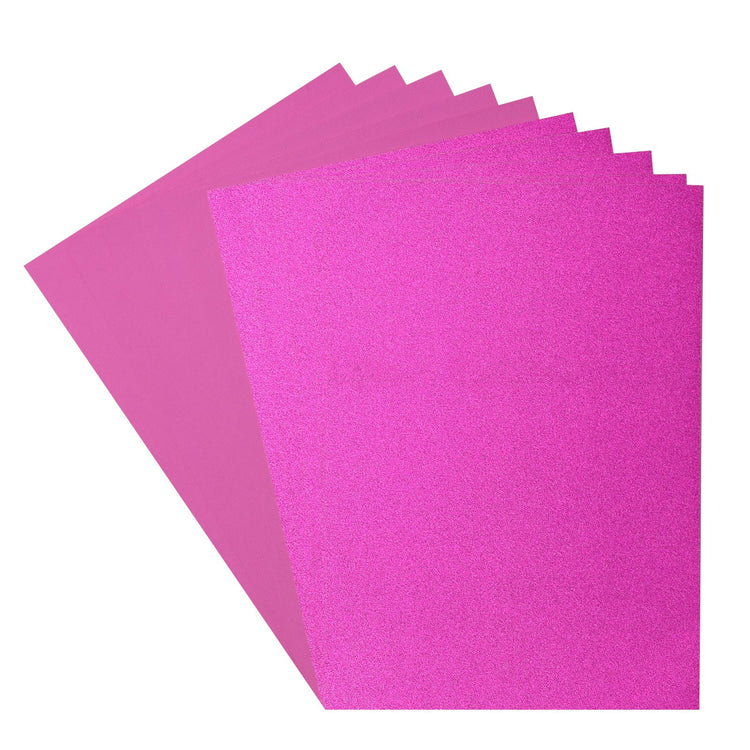 Florence • set papier et papier cartonné pailleté 216g a4 10x rose fuchsia