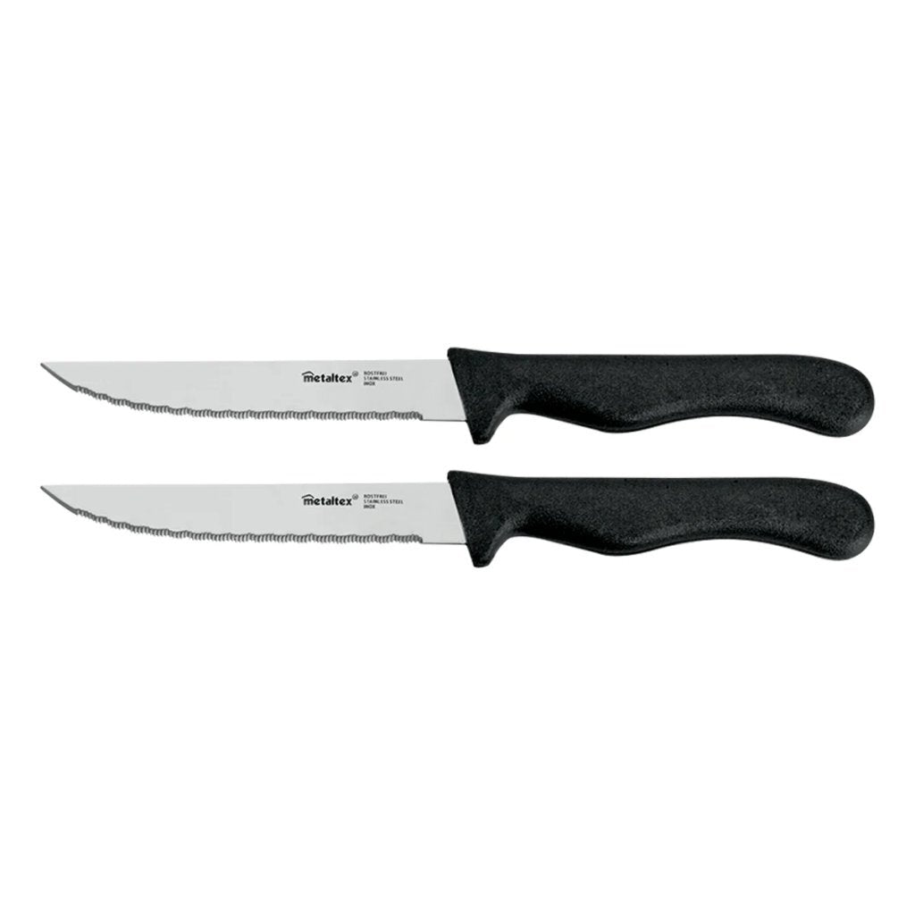 Metaltex Metaltex Steak Ligne Steak Couteaux 2 pièces en acier inoxydable noir