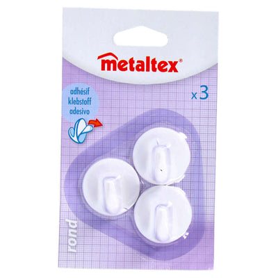 Metaltex Metaltex Adhesive crochets 3 pièces blanches