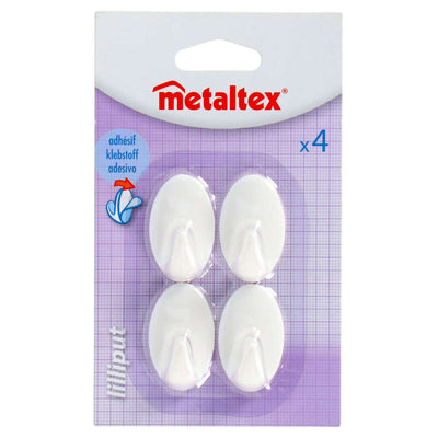 Metaltex Metaltex Crochets collants ovales Small 4 pièces blanches
