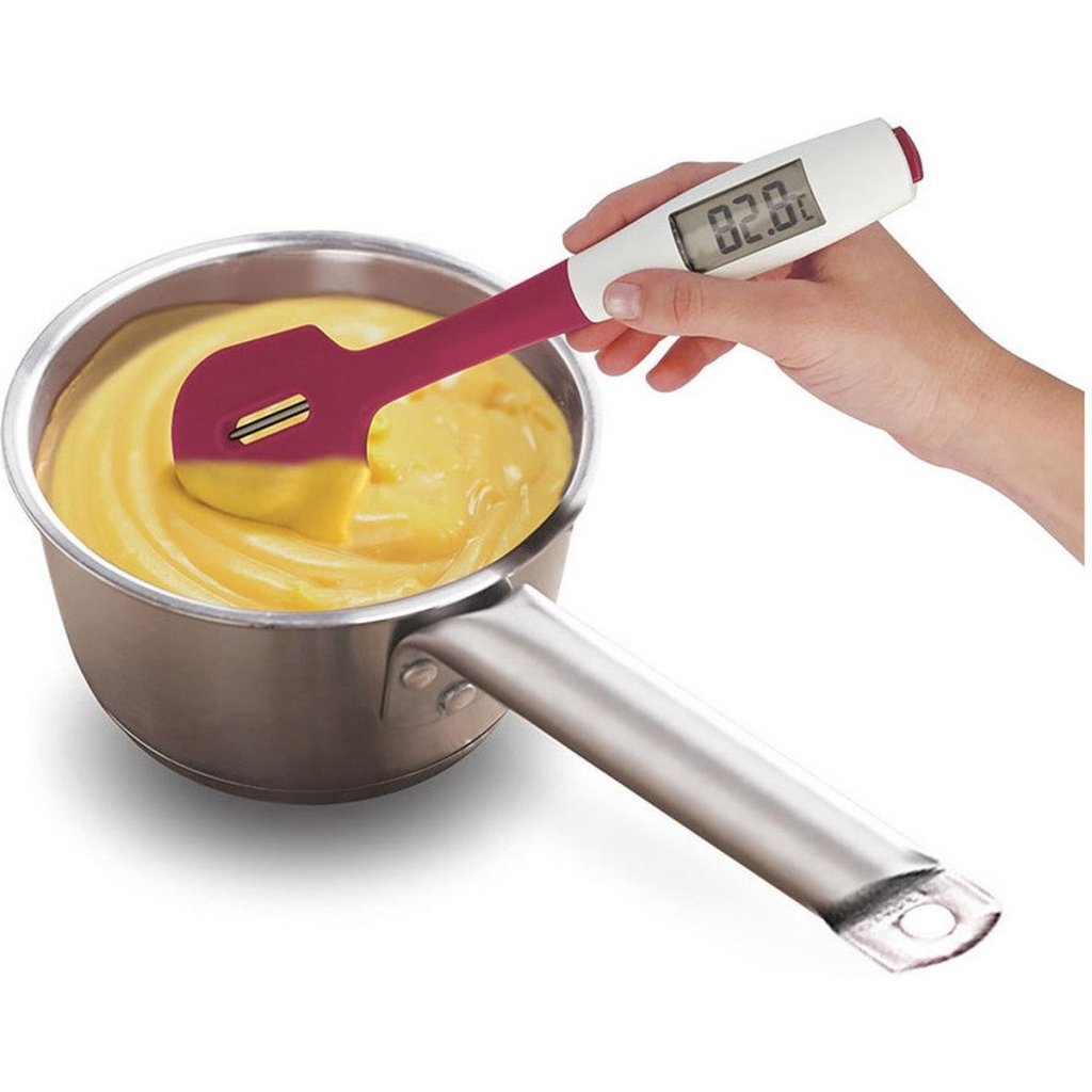 Metaltex Metaltex Dolceforno spatel avec thermomètre de cuisson en silicone blanc violet