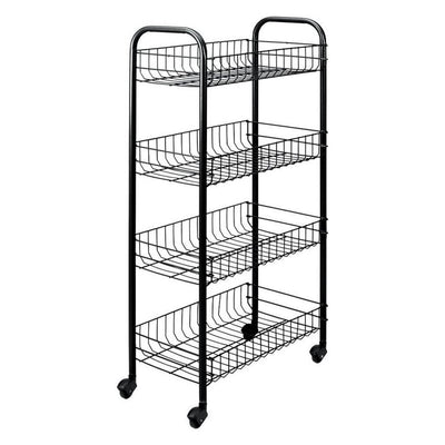 Tomado-Metaltex Tomado-Metaltex Kitchen Bathroom Rangement Trolley Pise avec 4 paniers noirs