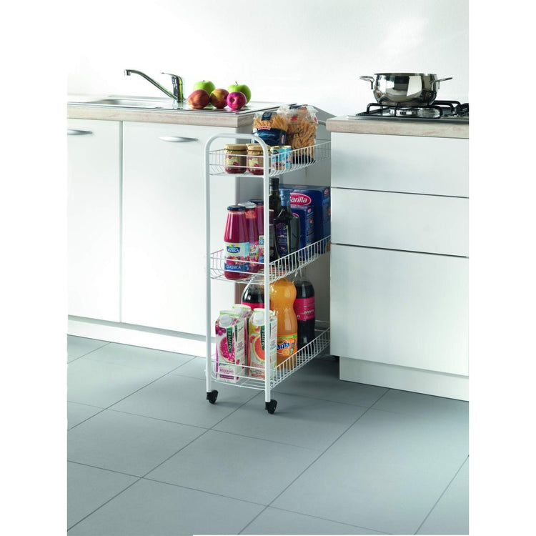 Tomado-Metaltex Tomado-Metaltex Slim Kitchen Trolley avec roues 23x56x84 cm blanc
