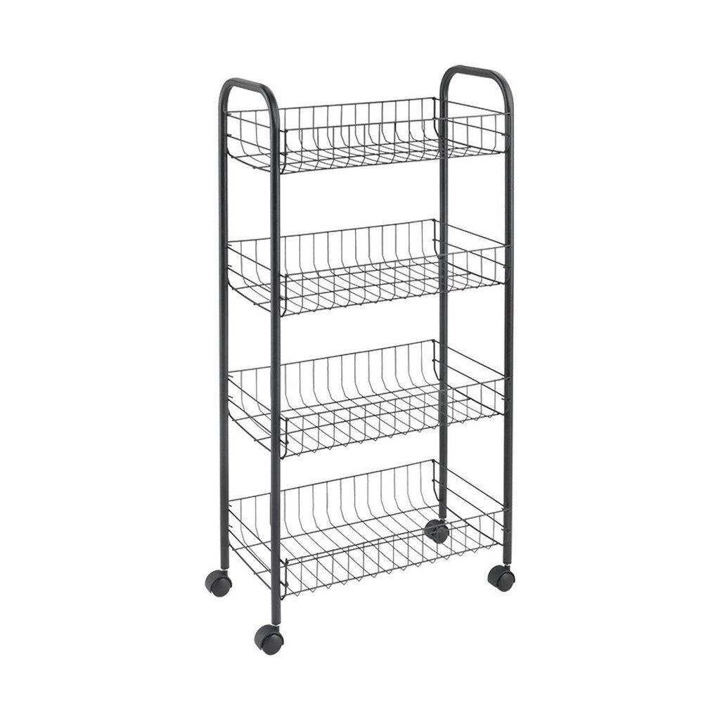 Metaltex Metaltex ascona Trolly avec roues + 4 paniers 41x23x84 cm en métal noir mat