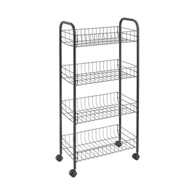 Metaltex Metaltex ascona Trolly avec roues + 4 paniers 41x23x84 cm en métal noir mat