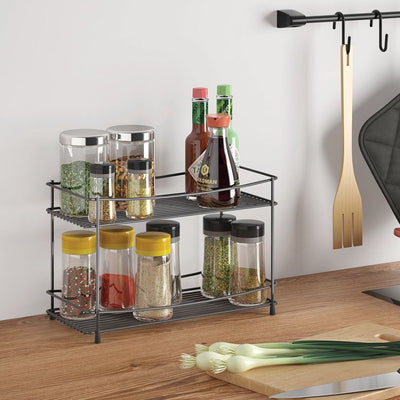 Metaltex Metaltex Origan Herb Rack 2 étages en métal noir mat