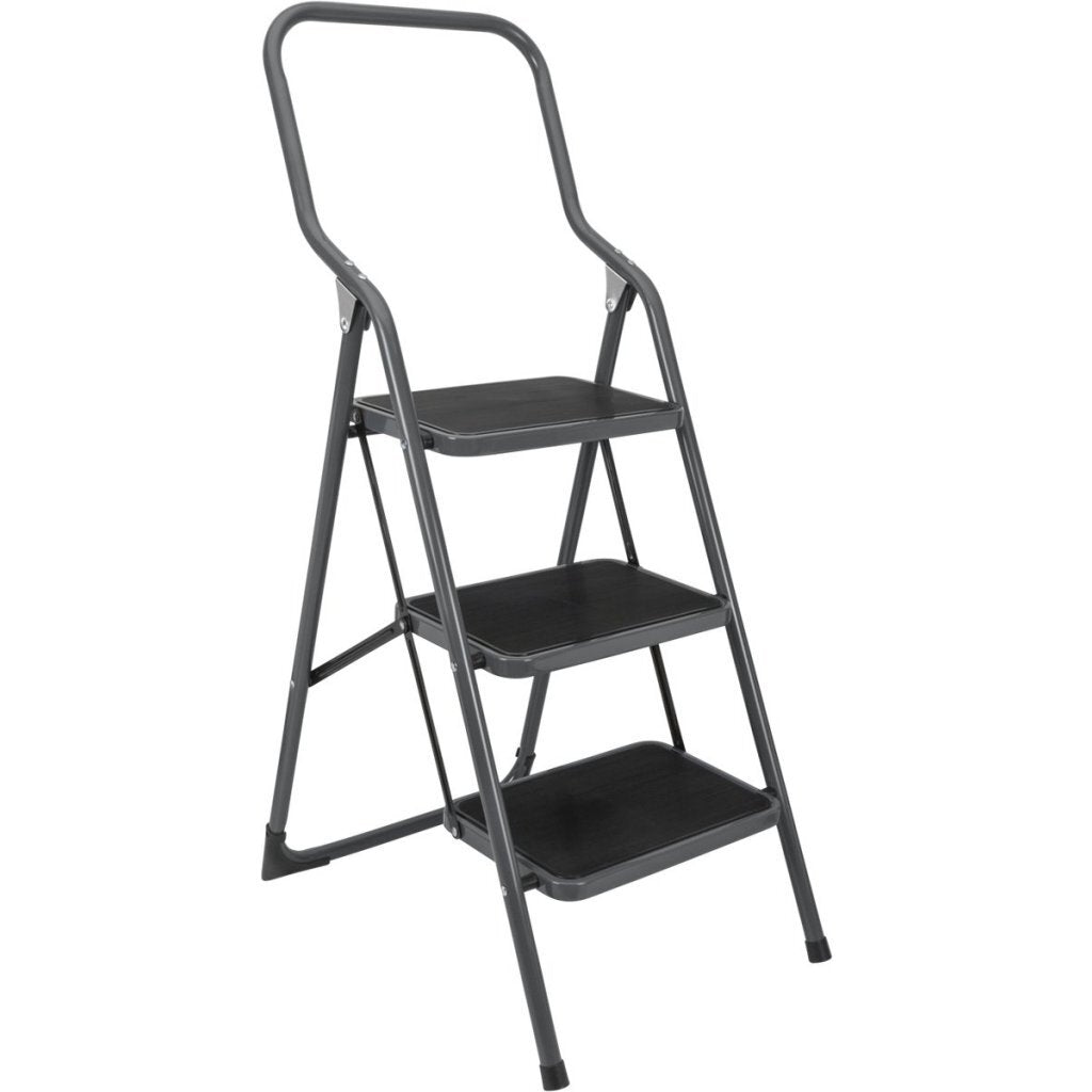 Escaliers ménagers metaltex kappa 3 46x62x136 cm en acier inoxydable gris noir