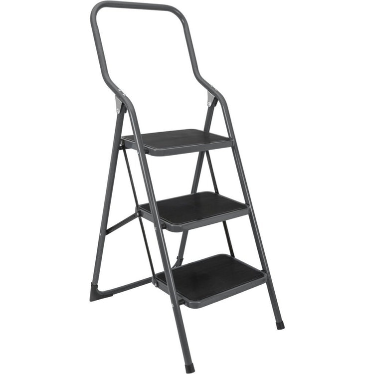 Escaliers ménagers metaltex kappa 3 46x62x136 cm en acier inoxydable gris noir