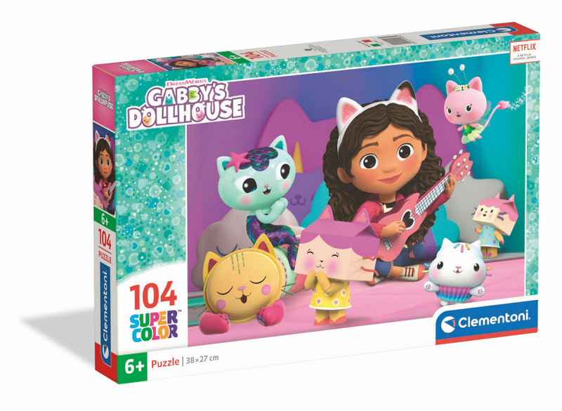Clementoni - puzzle enfant - 104 pièces - maison de poupée Gabby - couleurs et personnages joyeux - à partir de 6 ans