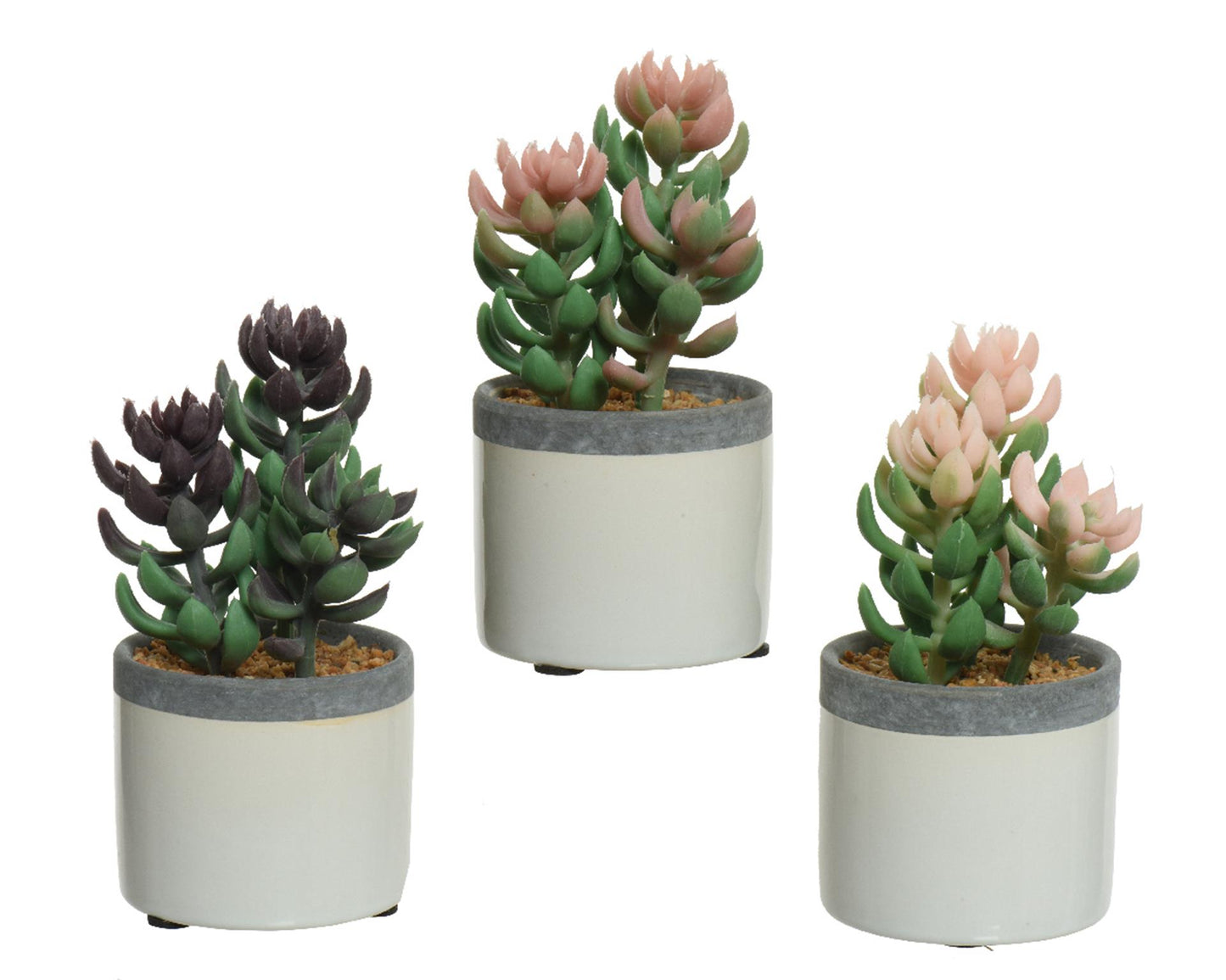 Decoris plante artificielle plante succulente en pot en céramique h14