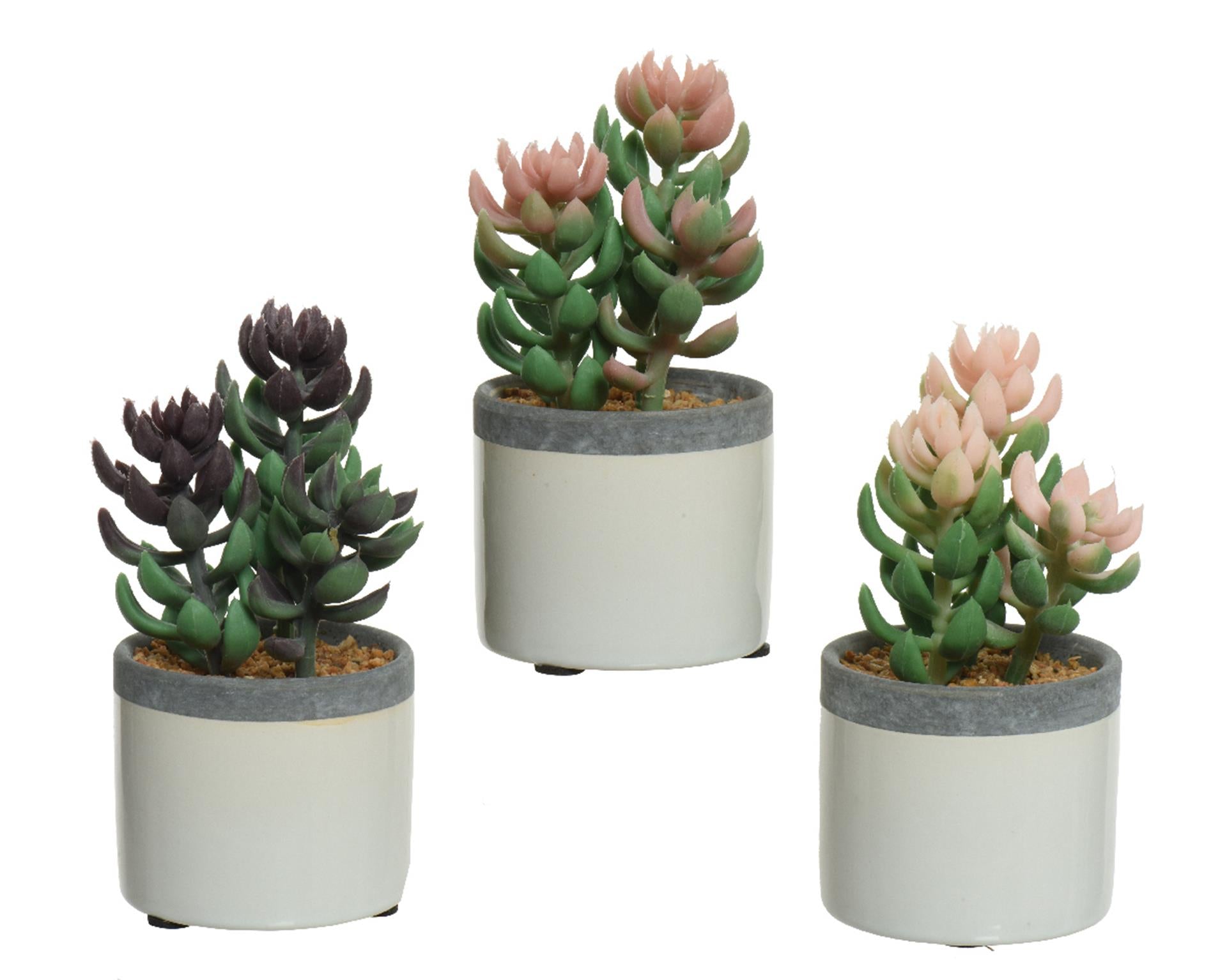 Decoris plante artificielle plante succulente en pot en céramique h14