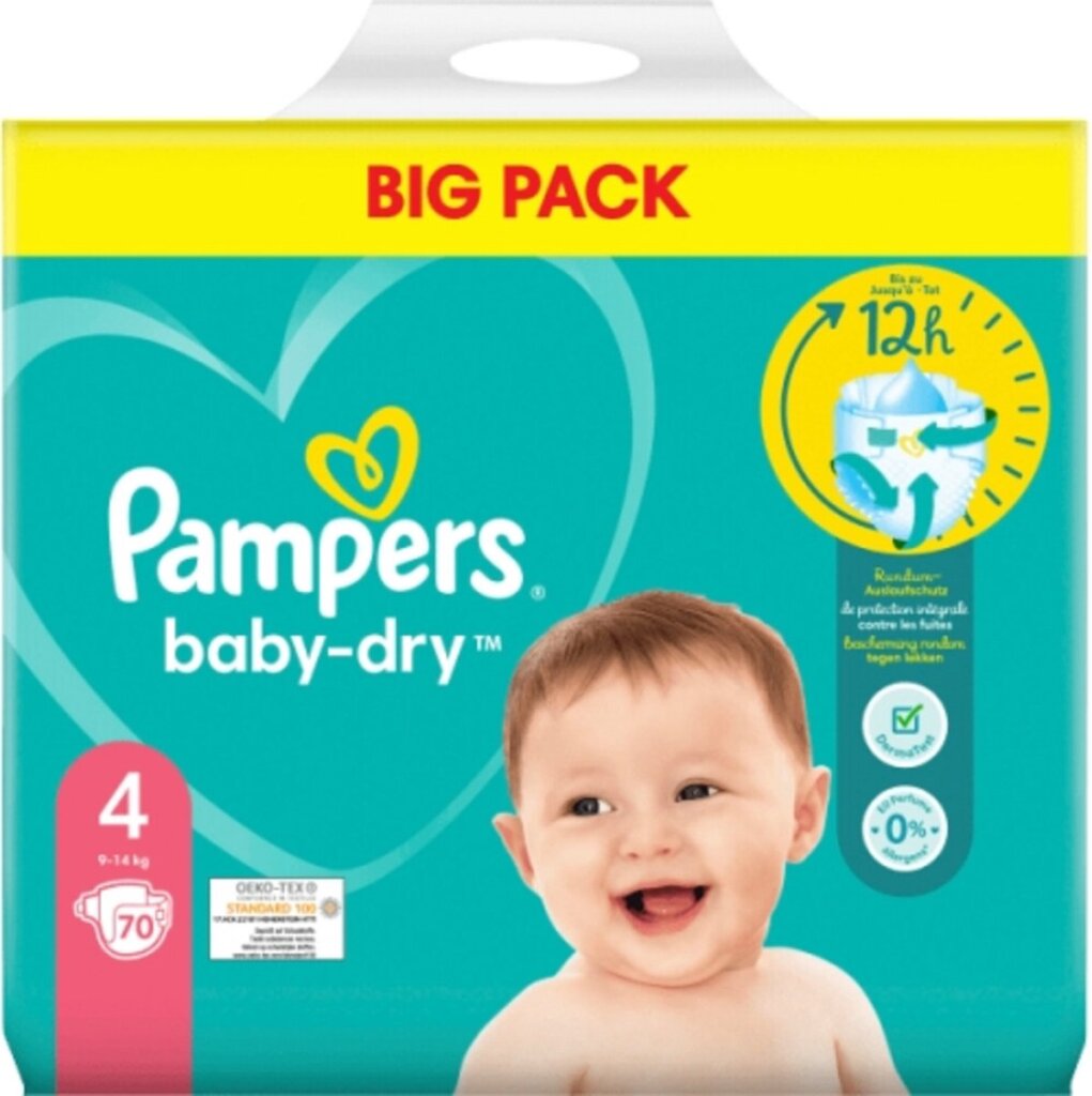 Pampers Pampers Baby Dry Taille 4 9-14 kg 70 couches