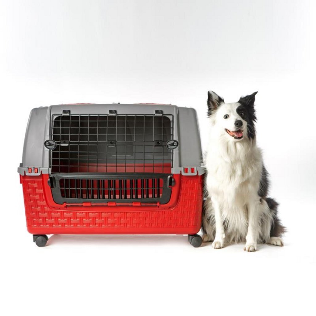 Bama Pet Transportbox avec roues 88x52x60 cm gris rouge