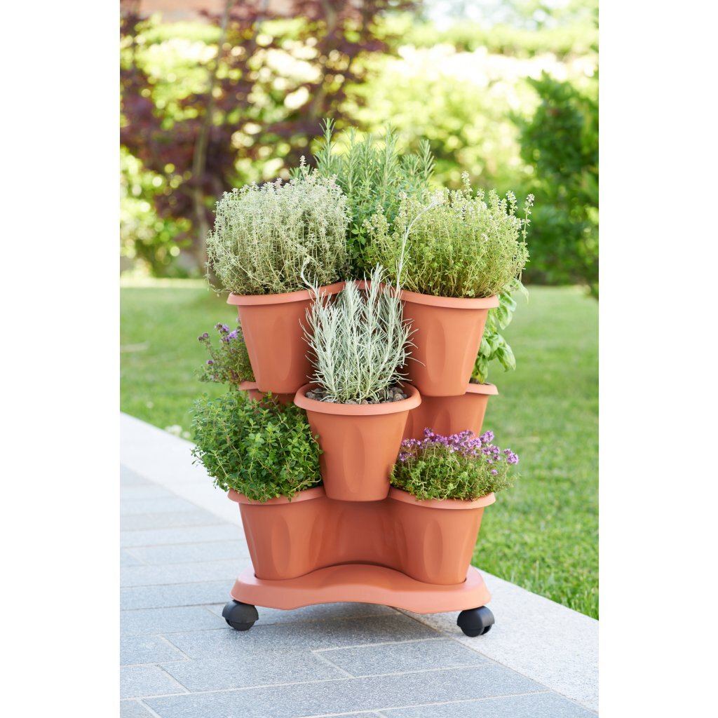 Planteur Bama Trifoglio avec roues 40x51 cm en terre cuite