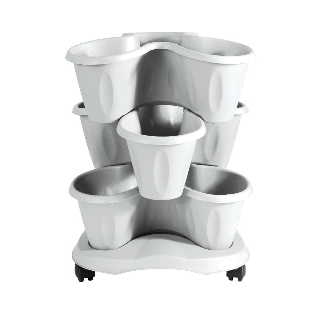 Planteur Bama Trifoglio avec roues 40x51 cm blanc