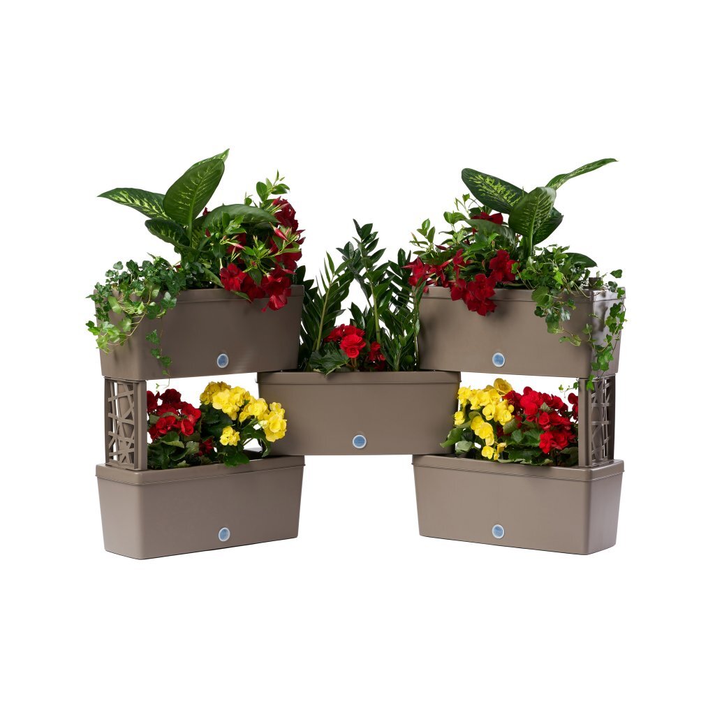 BRAMA BRICK Couberable Planteurs 75L 59x23x27 cm 5 pièces Taupe