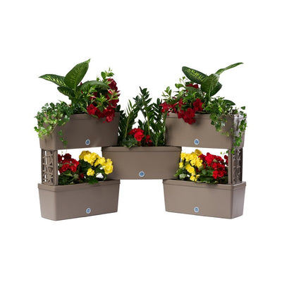 BRAMA BRICK Couberable Planteurs 75L 59x23x27 cm 5 pièces Taupe