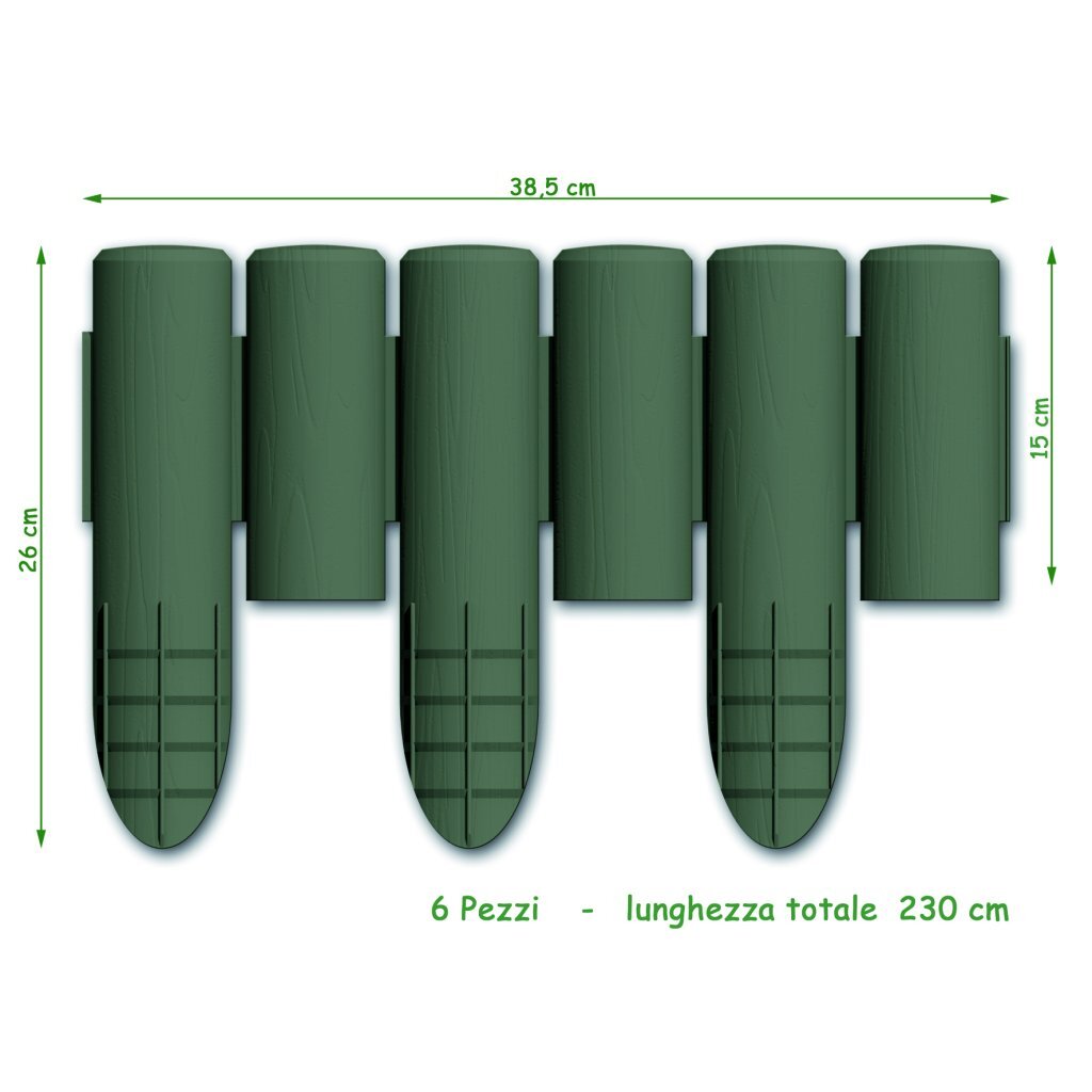 Bama Garden Modular Rand Imitation Wood 38,5x15 cm 6 pièces vertes