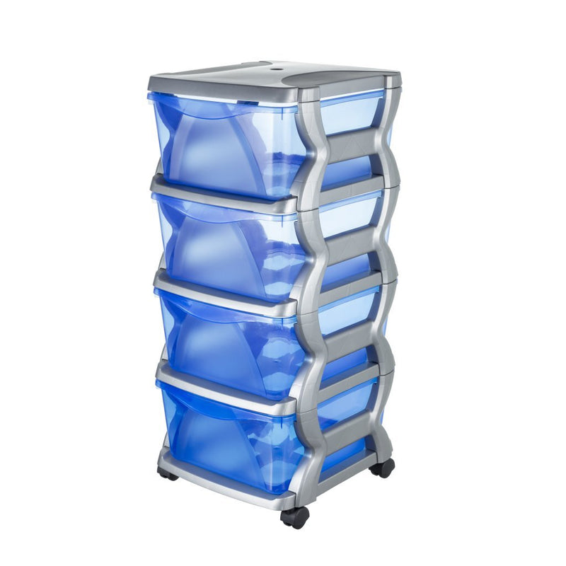 Système routier Bama Insime avec roues 4 charges 36x40x80 cm en argent bleu transparent
