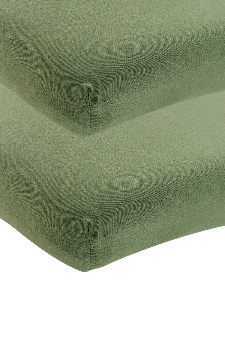 Drap-housse Meyco baby uni - lot de 2 - jersey - vert olive - 60x120cm