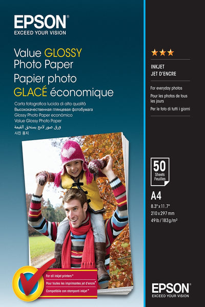 Pack de papier photo brillant Epson Value, papier photo brillant multicolore