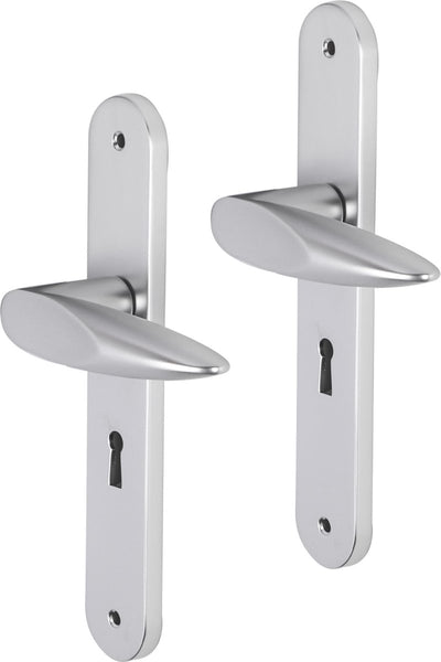 Poignée de porte Impresso - cambridge - pour l'intérieur - bouclier de porte ovale avec vis et trou de serrure - aluminium - 2 pièces
