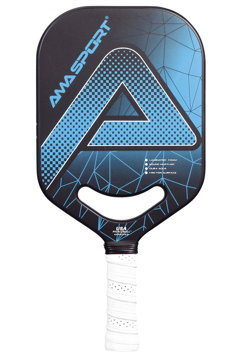 Pagaie de pickleball Ama sport pp001-c1b bleu noir – surface graphite – noyau 20 mm – poignée forgée aero-duraedge cx –