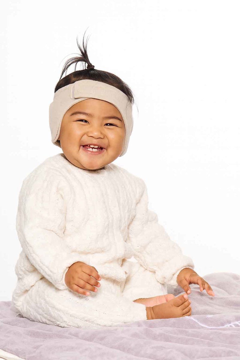 Dooky® protection auditive dooky baby - bandeau souple réglable - 6-12 mois - beige - coton oeko-tex - léger confortable