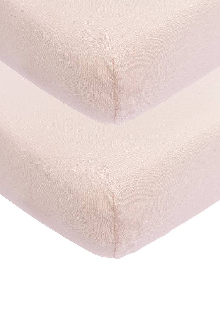Drap-housse Meyco baby uni pour berceau - lot de 2 - rose tendre - 40x80 90cm