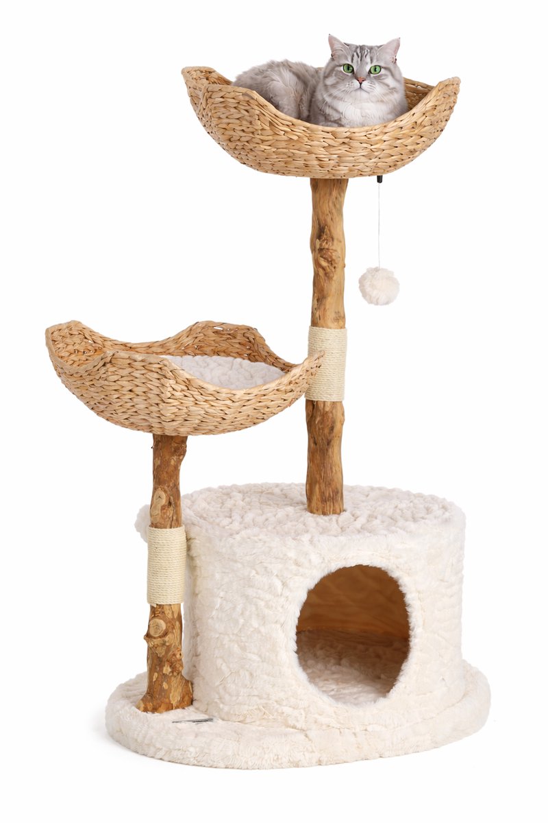 Arbre à chat Flamingo – ligne design Hector – arbre à chat – meuble à gratter – arbre à chat design – 75x46x111 cm – beige