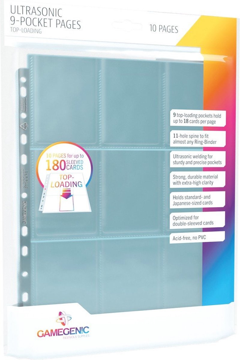 Pack de 9 pages ultrasoniques à chargement par le haut Gamegenic (10 pages par paquet)
