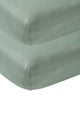Meyco baby uni drap-housse lit junior - lot de 2 - vert pierre - 70x140 150cm