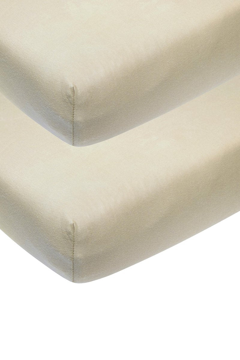 Drap-housse Meyco baby uni pour berceau - lot de 2 - sable - 40x80 90cm