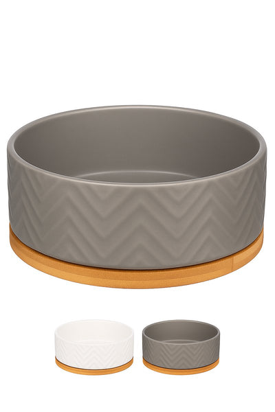 Bol de nourriture pour chien Flamingo - bol pour chien - bol de nourriture pour chien avec support - bol de nourriture pour chien en céramique - ø16 cm - 990ml - bol de nourriture gris bianco