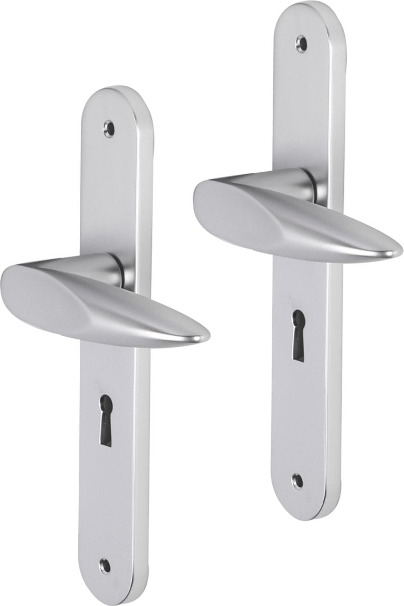 Poignée de porte Impresso - cambridge - pour l'intérieur - bouclier de porte ovale avec vis et trou de serrure - aluminium - 2 pièces