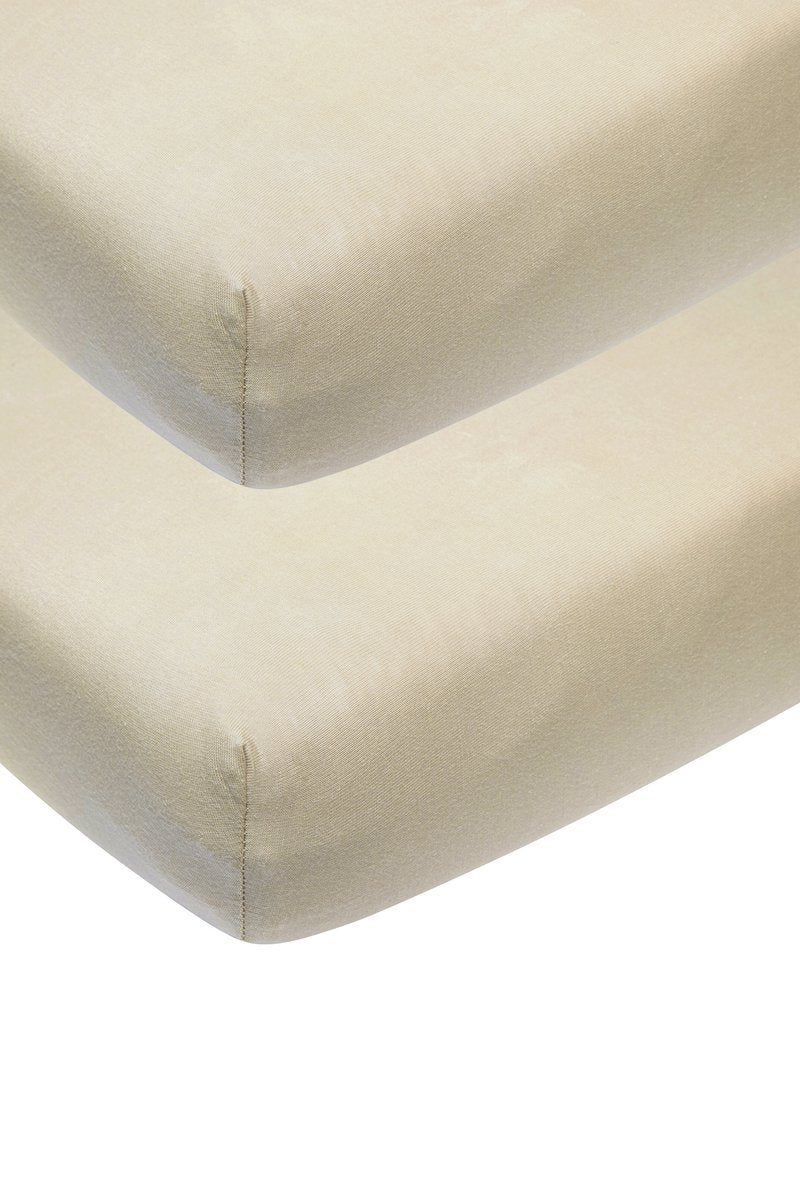 Drap-housse Meyco baby uni cododo - lot de 2 - sable - 50x90cm
