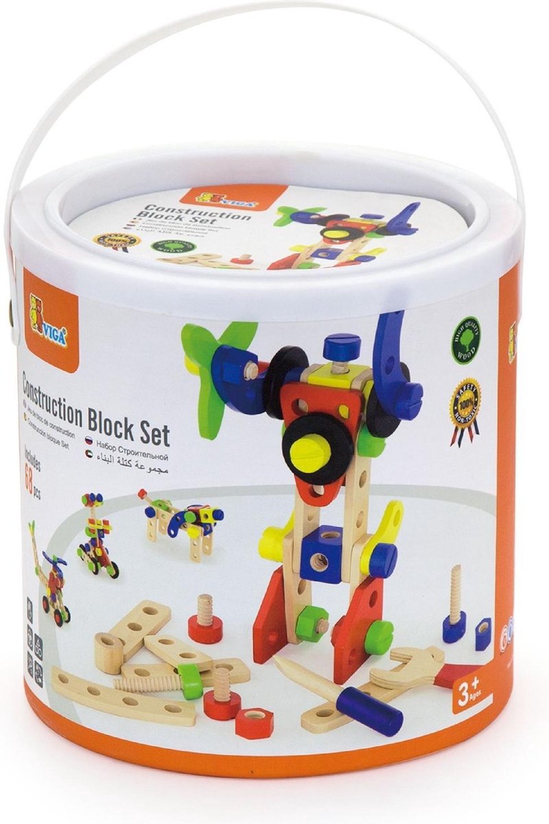 Blocs de construction en bois Viga, 68 pièces 1 jeu