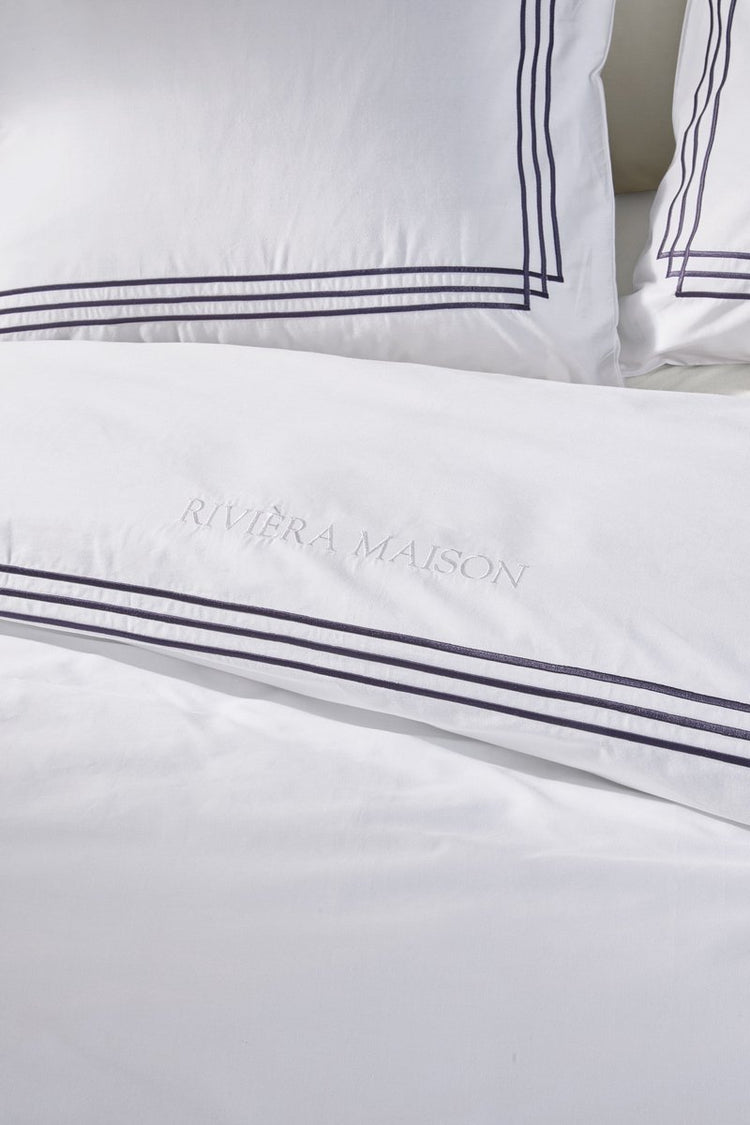 Riviera maison rivièra maison leandro housse de couette - simple - 140 x 200 220 cm - bleu marine