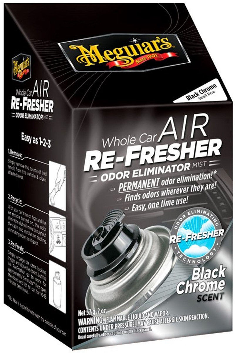 Désodorisant Meguiar's - Désodorisant pour voiture chromé noir - 59 ml