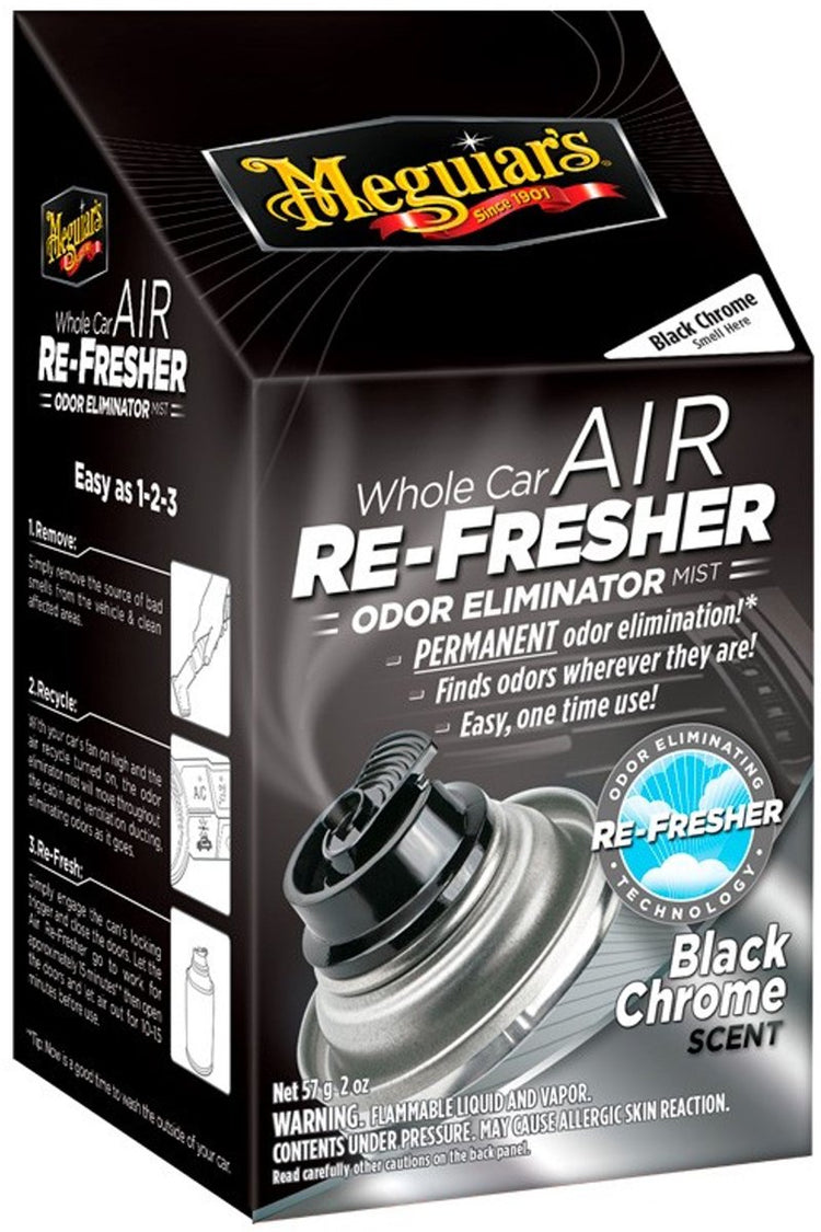 Désodorisant Meguiar's - Désodorisant pour voiture chromé noir - 59 ml